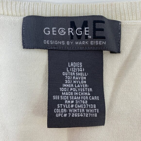 George Womens Sweater Blouse Cream Ivory Sheer Short Sleeve Top Size Large 12 14 - Picture 3 of 3